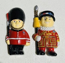 British Royal Guardsman & Beefeater Refrigerator Magnets Travel Souvenir 2 VTG picture