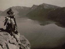 Crater Lake 1923 Photograph shows an American Indian man wearing a- Old Photo picture