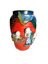 Antique Japanese Sumida Gawa Vase Signed 8