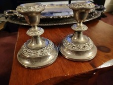 Vintage Pair Of IANTHE Of England Ornate Silver Plated Candle Stick Holders picture