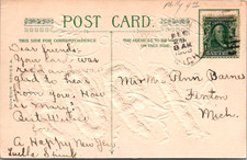 1909 Michigan MI New Year Posted ONE Cent Stamp ANTIQUE Postcard picture