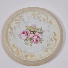 Vintage Three Crown China Germany Iridescent Pink Roses Porcelain Plate 248 picture