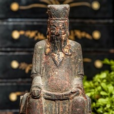 Interesting Carved Wood Asian Scholar Antique Figure Art Statue Sculpture picture