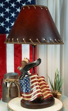 Soaring Bald Eagle With American Flag Memorial Table Lamp Figurine 19