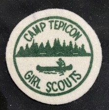 VERY RARE FELT Vintage Girl Scout Patch-CAMP TEPICON GIRL SCOUTS-1938-INDIANA picture