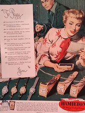 1951 Esquire Original Art Ads HAMILTON Fine Watches GILBEY's Scotch Whisky picture