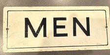 Vintage 1950s Metal Men's Restroom Sign – Retro Bathroom Decor picture