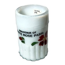 YORK PA Antique WHITE ROSE PARK DEPRESSION WHITE MILK Glass Souvenir CUP picture