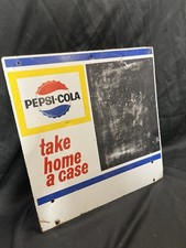 Vintage Pepsi Cola Metal Painted Sign “Take Home A Case” Chalk Board Menu Double picture