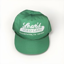 VTG Lewis Used Cars Elizabethton TN Advertising Cap Hat Adjustable Green/White picture