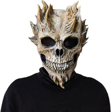 New Skeleton Halloween Scary Mask Skull Full Head Cosplay Costume Horror Prop US picture