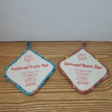 VTG Continental Beauty Shop E. Providence RI Advertising Oven Mit Lot Of 2  picture