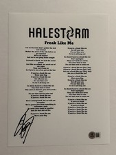 LZZY HALE SIGNED LYRIC SHEET AUTOGRAPHED HALESTORM BAND LEAD SINGER BAS COA picture
