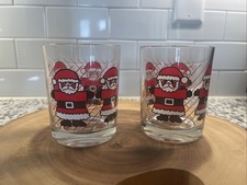 Luminarc Santa Christmas Drinking Glasses Tumblers Set of 2 Holiday Barware picture