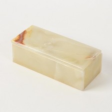 Vintage Carved Onyx Lidded Box Made in Pakistan picture