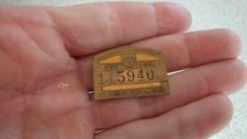 1928 new york chauffeur  badge #115940 taxi cab american emblem utica  obsolete  picture