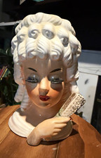 Napco Vintage Hand Painted Ceramic Lady Head Bust Planter 1964 Mid-Century picture