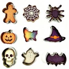Halloween Cookie Cutters,9 Piece Stainless Steel Metal 1, Silver picture