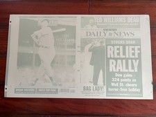 HISTORIC BOSTON RED SOX TED WILLIAMS DEAD NEWSPAPER PRINTING PLATE - DAILY NEWS picture