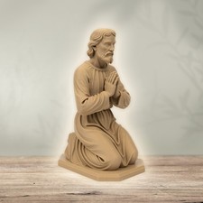 Saint Joseph Kneeling Statue – Wood PLA Prayer Figurine, Catholic Home Decor picture