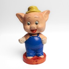 Vintage 1950s Porky Pig Figurine Nodder Bobblehead Paper Mache Japan 5.5