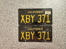 1963 Black California License Plates, 1969 Validation, DMV Clear Guaranteed, V picture