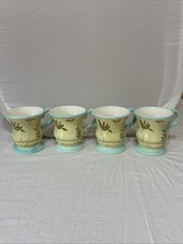 Capriware Mug Coffee Cups Set 4 Pedestal Handpainted Floral Pedestal  16 Oz (dn) picture