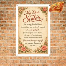 Heartfelt Sister Tribute Inspirational Metal Plaque 8x12 Vintage Wall Gift picture