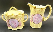 Antique Rosenthal Monbijou Cameo Creamer & Sugar Bowl Set Apollo Belvedere c1900 picture