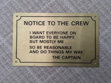 Solid  Brass Nautical Plaque, 4 3/4” X 3” X 1/64” Thick, Four  1/16” Holes picture
