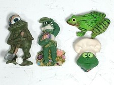 Vintage Frog Refrigerator Fridge Magnets Frog Froggie Toad Character Figures x 4 picture