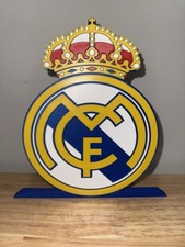 Real Madrid Club Soccer Logo Sign Shelf Art Wall Display Gift Futbol W/ Stand picture
