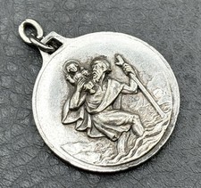 RARE Signed Vintage Neuschwanstein Castle St. Christopher Medal Pendant Fob picture