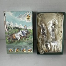 Lunt Silversmiths Classic Pooh Silverplate Baby Spoon and Fork Set Winnie Piglet picture