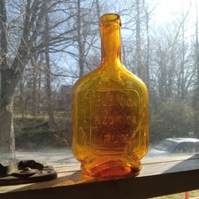OLD NICK NEGRITA RUM HONEY AMBER EARLY 1900 HAND BLOWN IN MOLD BOTTLE BARDINET picture
