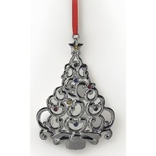 Lenox Sparkle and Scroll Silverplate Christmas Tree Ornament MULTICOLOR Gems picture