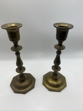 Vintage Pair of Solid Brass Candlestick Holders for Home Decor picture