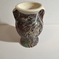Morton Pottery  End Of Day Swirl Paint Ceramic Bud Vase with Ears 3.5 inch VTG picture