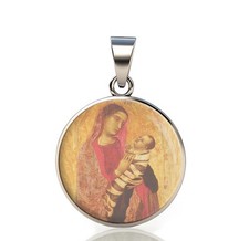 Lady Swaddling Madonna Ambrogio Lorenzetti 925 Sterling Silver Christian Medal picture