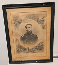 War Engraving Lieut. Gen Philip H. Sheridan, U.S.A. Framed 16