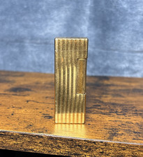 Vintage Dunhill Rollagas Lighter Gold Plated Vertical Lines Pattern - WORKING picture