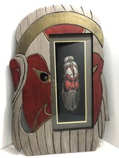 Chinese Opera Mask with Wooden Shadow Box Display picture