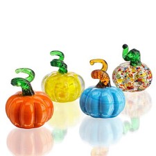 H&D HYALINE & DORA 4pcs Blown Glass Pumpkin Figurines Table Accent for Fall &... picture