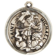 Men's Saint Michael, The Archangel Medal Sterling Silver Catholic Pendant picture