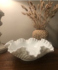 VINTAGE FENTON HOBNAIL MILK GLASS LARGE 12