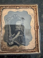 Civil War Era Tintype Little Girl c.1860s in Bakelite Case picture