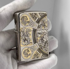 Zippo Rare Viking Valhalla Storm Lighter Windproof Gold With Box New picture