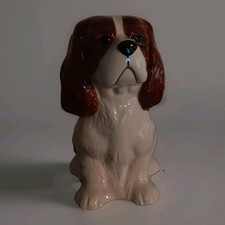 Hand-Painted Ceramic Cavalier King Charles Spaniel Bank Piggy Bank Coins & Bills picture