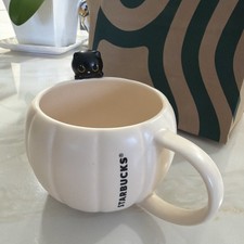 Starbucks 2026 Halloween Black Cat and Pumpkin Ceramic Mug NWT picture