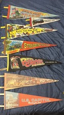 18 Vintage Felt Travel Souvenir Pennant Lot 1950s 60s USA Railroad Tourist picture